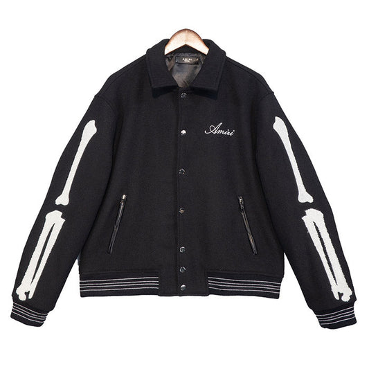 AMIRI thickened loose bomber baseball jacket black