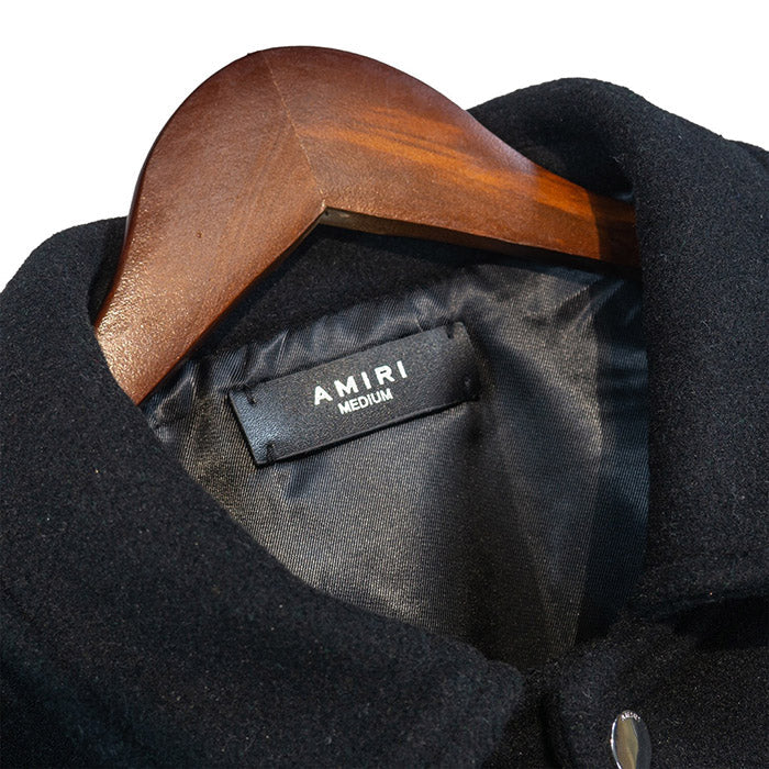 AMIRI thickened loose bomber baseball jacket black