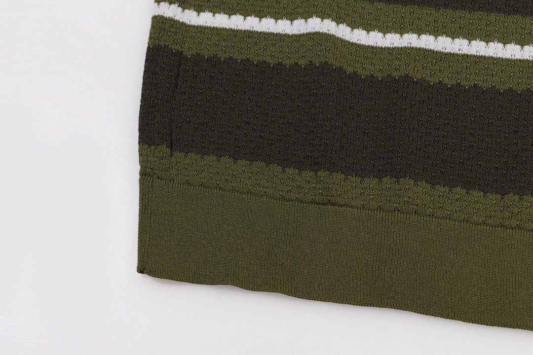 AMIRI Striped Pointelle-Knit Polo Shirt