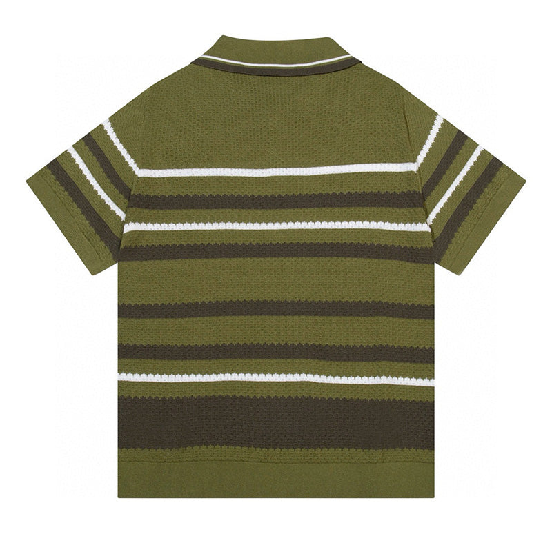 AMIRI Striped Pointelle-Knit Polo Shirt