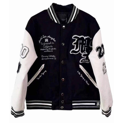 AMIRI logo patch varsity bomber jacket Black